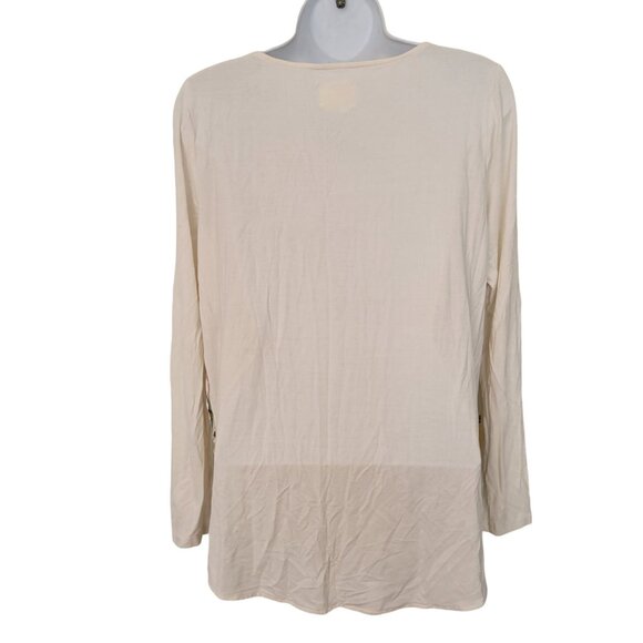 Anthropologie Deletta Bird Print Long Sleeve Top Cream S Velvet Burnout OAK SONG - Picture 3 of 7